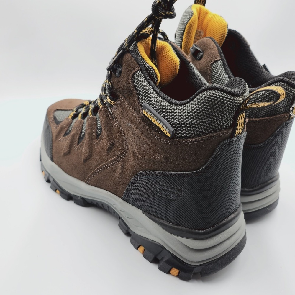 Mens Size 8.5 Skechers Hiking Boots Rickter Branson Waterproof Khaki 204910 - Picture 3 of 5
